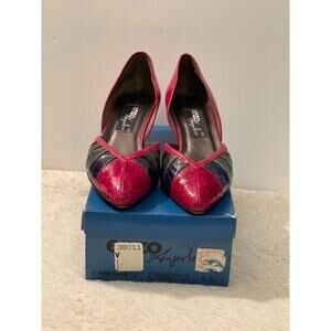 Vintage Enzo Angiolini Snakeskin Leather Pumps Brite Multi Color W/Box - Size 9N